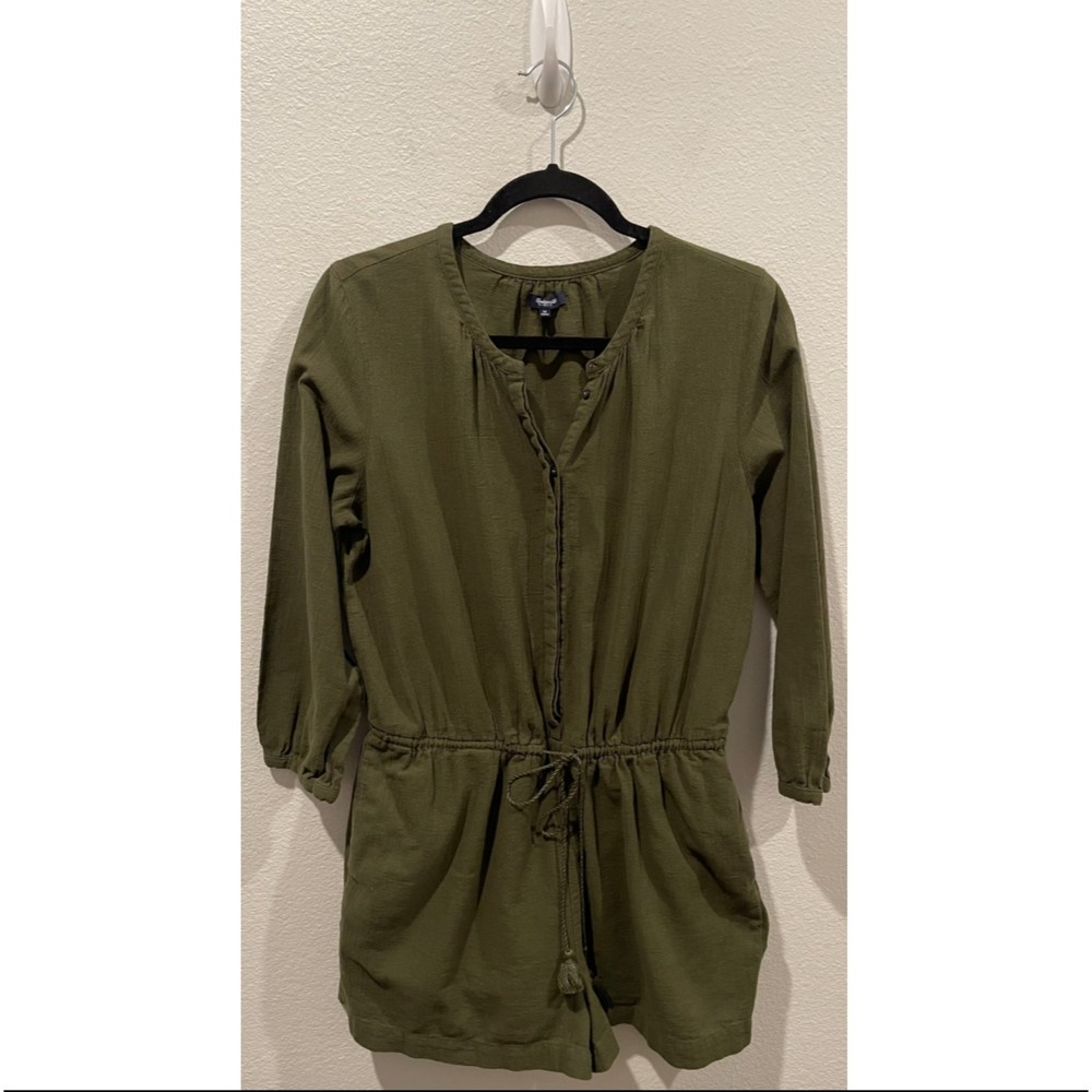 MADEWELL Olive Green 3/4 Sleeve Romper
